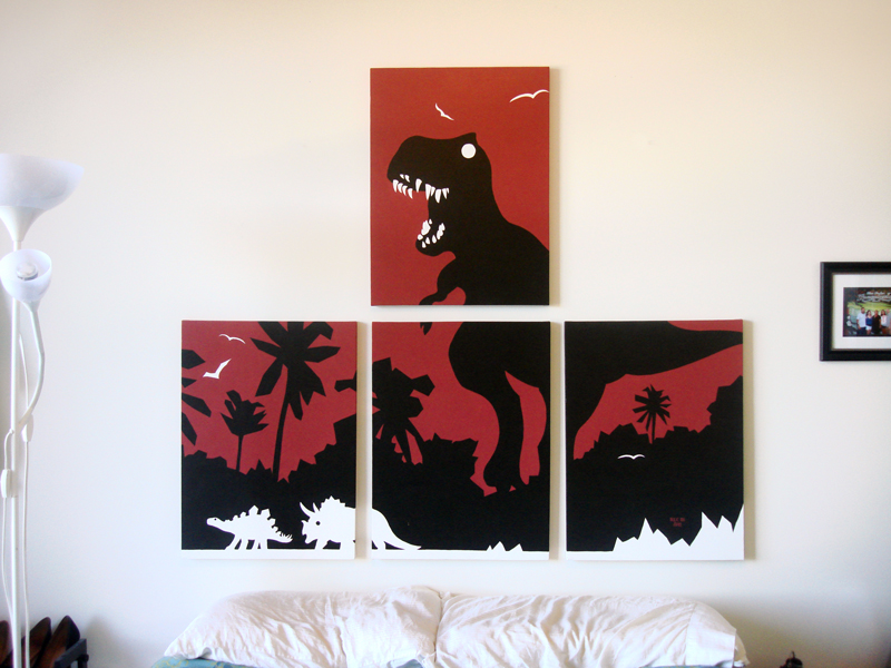 Dinosaur Dinosaur t rex red painting for sale by Ricky Colson